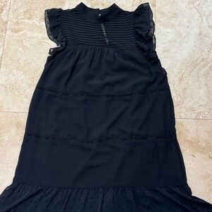 Who What Wear Black Sheer Overlay Ruffle Sleeve Shift Dress Women's Medium